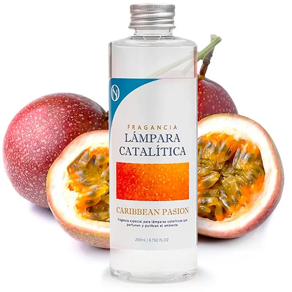 Mamamanuela Lampe catalytique Bleu Gris Mat + Parfum Caribbean Passion 200 ml. Élimine mauvaises odeurs, parfume et améliore qualité de l'air Discount