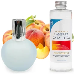 Mamamanuela Lampe catalytique Bleu-Gris Mat + Arôme Peach Velvet 500 ml - Élimine mauvaises odeurs, parfume et améliore la qualité de l'air Online