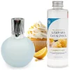 Mamamanuela Lampe catalytique Bleu-Gris Mat + Parfum Lemon Cake 500 ml - Élimine les mauvaises odeurs, parfume et améliore la qualité de l'air Best
