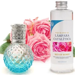 Mamamanuela Lampe catalytique Blue Diamonds + Parfum Bed of Roses 200 ml - Élimine mauvaises odeurs, parfume et améliore la qualité de l'air