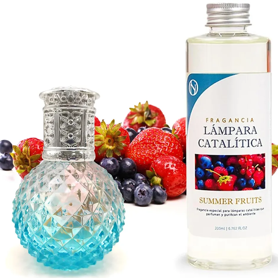 Mamamanuela Lampe catalytique Blue Diamonds + Parfum Summer Fruits 200 ml - Élimine mauvaises odeurs, parfume et améliore qualité de l'air New