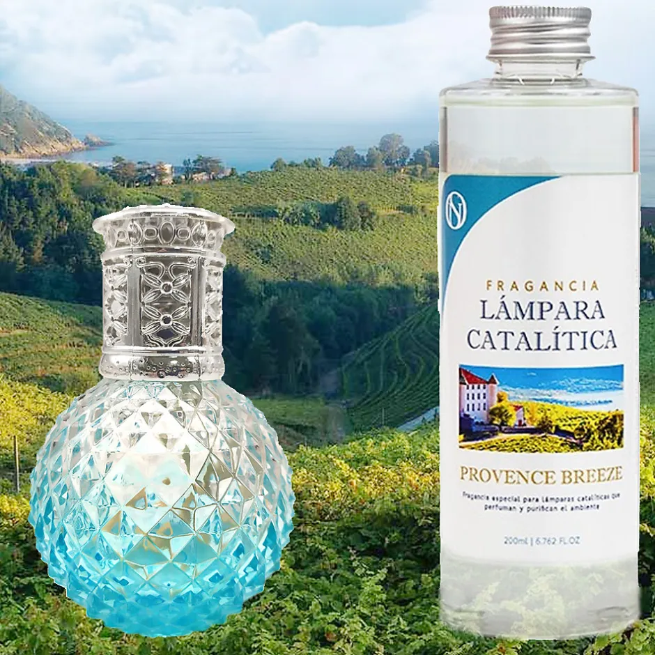 Mamamanuela Lampe catalytique Blue Diamonds + Parfum Provence Breeze 500 ml - Élimine mauvaises odeurs, parfume et améliore qualité de l'air
