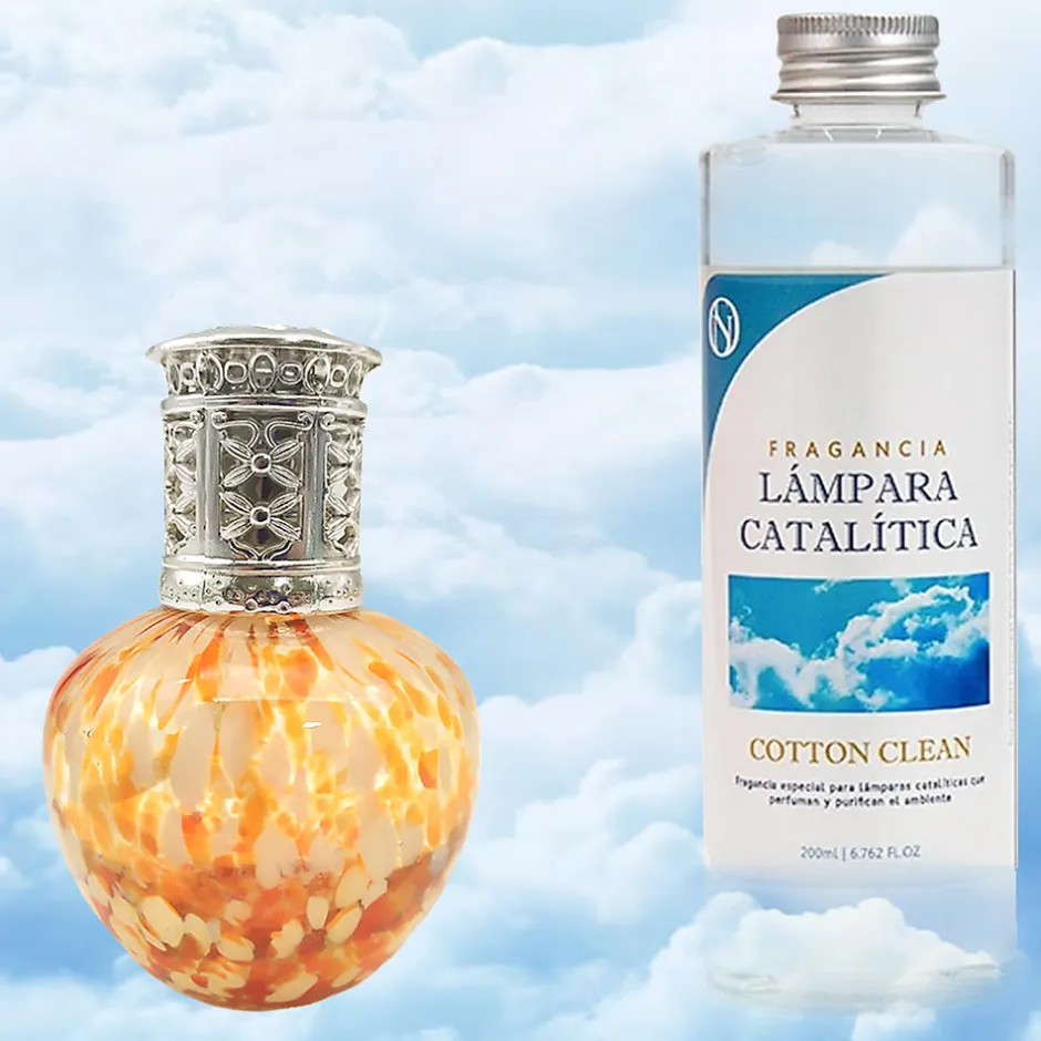 Mamamanuela Lampe catalytique Drops Orange + Parfum Cotton Clean 500 ml - Élimine mauvaises odeurs, parfume et améliore la qualité de l'air