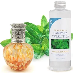 Mamamanuela Lampe catalytique Drops Orange + Parfum Mountain Mint 200 ml - Élimine mauvaises odeurs, parfume et améliore qualité de l'air