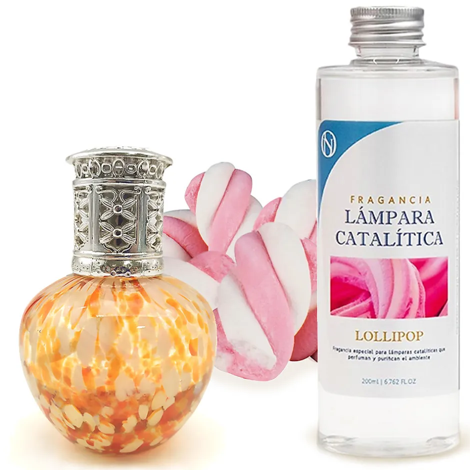 Mamamanuela Lampe catalytique Drops Orange + Parfum Lollipop 200 ml - Élimine les mauvaises odeurs, parfume et améliore la qualité de l'air
