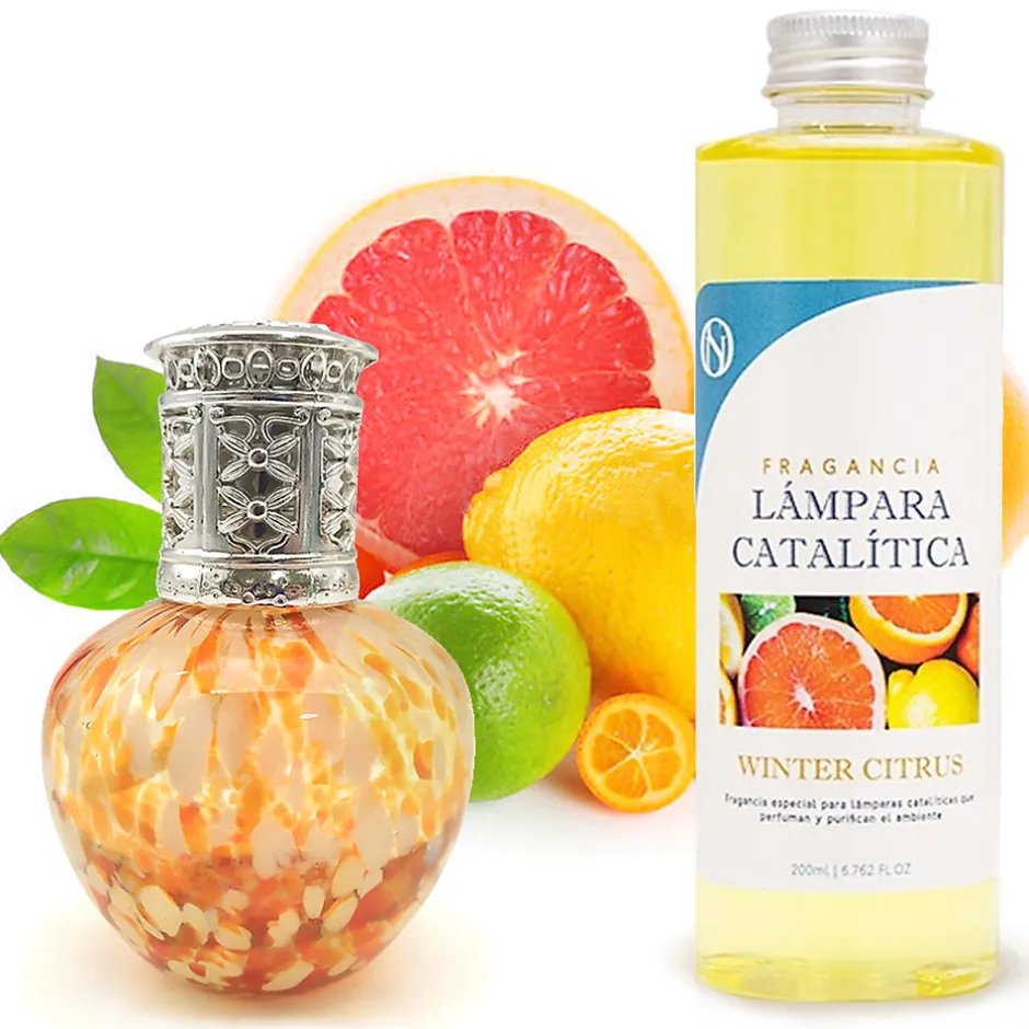 Mamamanuela Lampe catalytique Drops Orange + Parfum Winter Citrus 200 ml - Élimine mauvaises odeurs, parfume et améliore la qualité de l'air