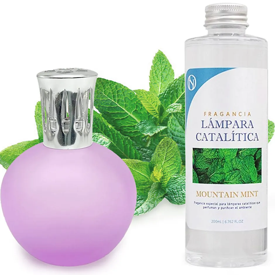 Mamamanuela Lampe catalytique Fuchsia Mat + Arôme Mountain Mint 200 ml - Élimine les mauvaises odeurs, parfume et améliore la qualité de l'air Hot