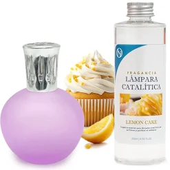 Mamamanuela Lampe catalytique Fuchsia Mat + Parfum Lemon Cake 500 ml - Élimine les mauvaises odeurs, parfume et améliore la qualité de l'air New