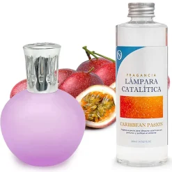 Mamamanuela Lampe catalytique Fuchsia Mat + Parfum Caribbean Passion 500 ml - Élimine mauvaises odeurs, parfume et améliore qualité de l'air