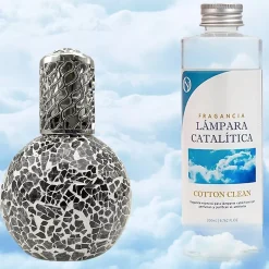 Mamamanuela Lampe catalytique Mosaïque Noir + Parfum Cotton Clean 500 ml - Élimine mauvaises odeurs, parfume et améliore la qualité de l'air Best