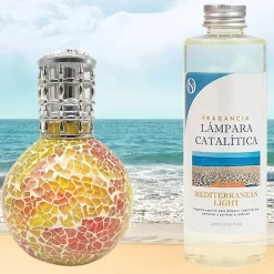 Mamamanuela Lampe catalytique Mosaïque Bicolore + Mediterranean Light 500 ml - Élimine mauvaises odeurs, parfume et améliore qualité de l'air Discount
