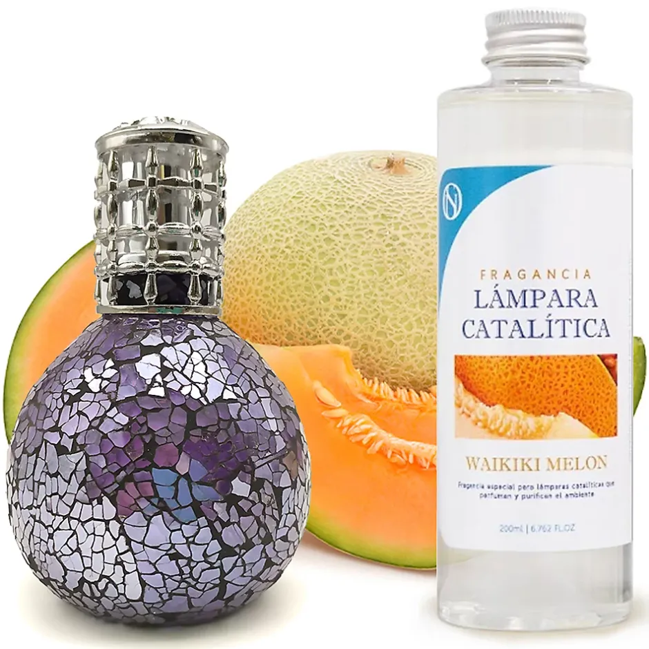 Mamamanuela Lampe catalytique Mosaïque de minuit + Parfum Waikiki Melon 200 ml. Élimine mauvaises odeurs, parfume et améliore qualité de l'air Hot
