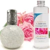Mamamanuela Lampe catalytique Mosaïque Blanc + Parfum Bed of Roses 500 ml - Élimine mauvaises odeurs, parfume et améliore la qualité de l'air
