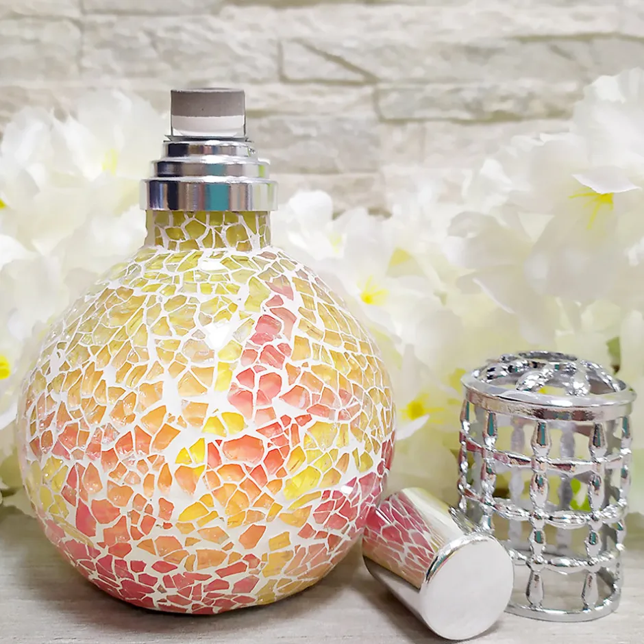 Mamamanuela Lampe catalytique Mosaïque Bicolore + Parfum Cotton Clean 500 ml - Élimine mauvaises odeurs, parfume et améliore qualité de l'air