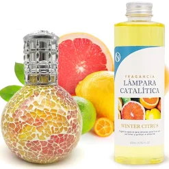 Mamamanuela Lampe catalytique Mosaïque Bicolore + Arôme Winter Citrus 200 ml - Élimine mauvaises odeurs, parfume et améliore qualité de l'air Sale