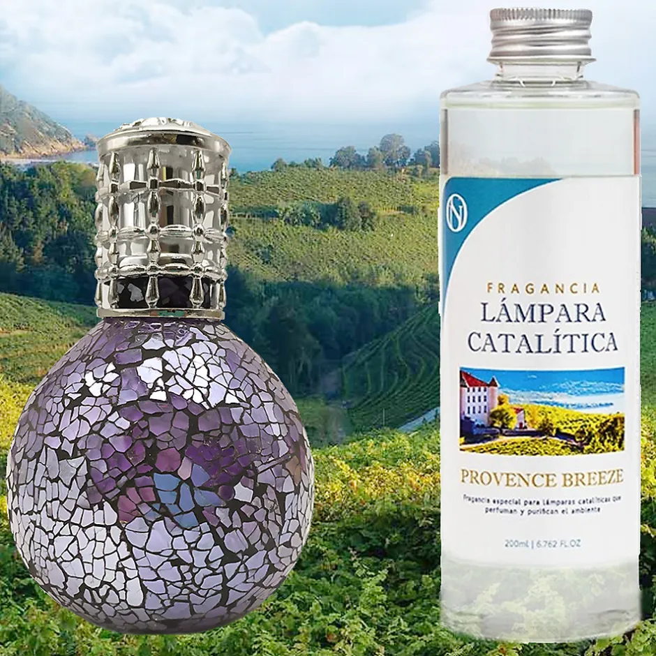 Mamamanuela Lampe catalytique Mosaïque de minuit + Provence Breeze 500 ml - Élimine mauvaises odeurs, parfume et améliore la qualité de l'air