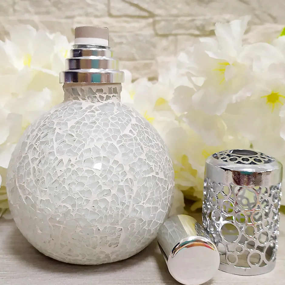 Mamamanuela Lampe catalytique Mosaïque Blanc + Parfum Mediterranean Light 200ml. Élimine mauvaises odeurs, parfume et améliore qualité de air