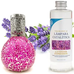 Mamamanuela Lampe catalytique Mosaïque Fuchsia + Lavender Expression 500 ml - Élimine mauvaises odeurs, parfume et améliore qualité de l'air