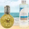 Mamamanuela Lampe catalytique Mosaïque Doré + Parfum Mediterranean Light 500ml. Élimine mauvaises odeurs, parfume et améliore qualité de l'air New