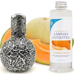 Mamamanuela Lampe catalytique Mosaïque Noir + Parfum Waikiki Melon 200 ml - Élimine mauvaises odeurs, parfume et améliore la qualité de l'air Hot