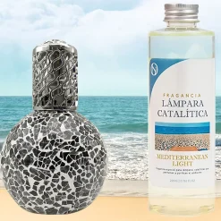 Mamamanuela Lampe catalytique Mosaïque Noir + Mediterranean Light 500 ml - Élimine mauvaises odeurs, parfume et améliore qualité de l'air Outlet