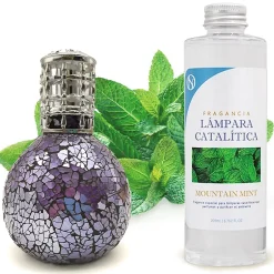 Mamamanuela Lampe catalytique Mosaïque de minuit + Mountain Mint 200 ml - Élimine mauvaises odeurs, parfume et améliore la qualité de l'air New