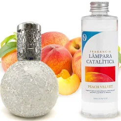 Mamamanuela Lampe catalytique Mosaïque Blanc + Arôme Peach Velvet 200 ml - Élimine mauvaises odeurs, parfume et améliore la qualité de l'air Clearance