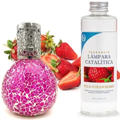 Mamamanuela Lampe catalytique Mosaïque Fuchsia + Wild Strawberry 500 ml - Élimine mauvaises odeurs, parfume et améliore qualité de l'air