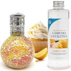 Mamamanuela Lampe catalytique Mosaïque Bicolore + Parfum Lemon Cake 200 ml - Élimine mauvaises odeurs, parfume et améliore qualité de l'air Clearance