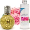Mamamanuela Lampe catalytique Mosaïque Doré + Parfum Bed of Roses 200 ml - Élimine mauvaises odeurs, parfume et améliore la qualité de l'air