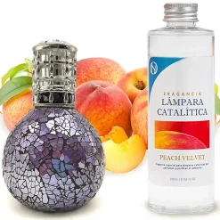 Mamamanuela Lampe catalytique Mosaïque de minuit + Parfum Peach Velvet 200 ml - Élimine mauvaises odeurs, parfume et améliore qualité de l'air Discount