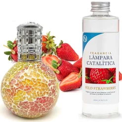 Mamamanuela Lampe catalytique Mosaïque Bicolore + Parfum Wild Strawberry 500ml. Élimine mauvaises odeurs, parfume et améliore qualité de l'air Sale