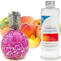 Mamamanuela Lampe catalytique Mosaïque Fuchsia + Parfum Peach Velvet 500 ml - Élimine mauvaises odeurs, parfume et améliore qualité de l'air Clearance