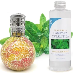 Mamamanuela Lampe catalytique Mosaïque Bicolore + Parfum Mountain Mint 500 ml - Élimine mauvaises odeurs, parfume et améliore qualité de l'air Best