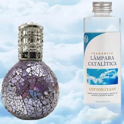 Mamamanuela Lampe catalytique Mosaïque de minuit + Parfum Cotton Clean 200 ml - Élimine mauvaises odeurs, parfume et améliore qualité de l'air Clearance