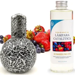 Mamamanuela Lampe catalytique Mosaïque Noir + Parfum Summer Fruits 500 ml - Élimine mauvaises odeurs, parfume et améliore qualité de l'air Online