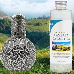 Mamamanuela Lampe catalytique Mosaïque Noir + Parfum Provence Breeze 200 ml - Élimine mauvaises odeurs, parfume et améliore qualité de l'air Online