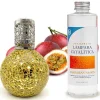 Mamamanuela Lampe catalytique Mosaïque Doré + Parfum Caribbean Passion 200 ml - Élimine mauvaises odeurs, parfume et améliore qualité de l'air