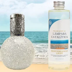 Mamamanuela Lampe catalytique Mosaïque Blanc + Parfum Mediterranean Light 500ml. Élimine mauvaises odeurs, parfume et améliore qualité de air Clearance