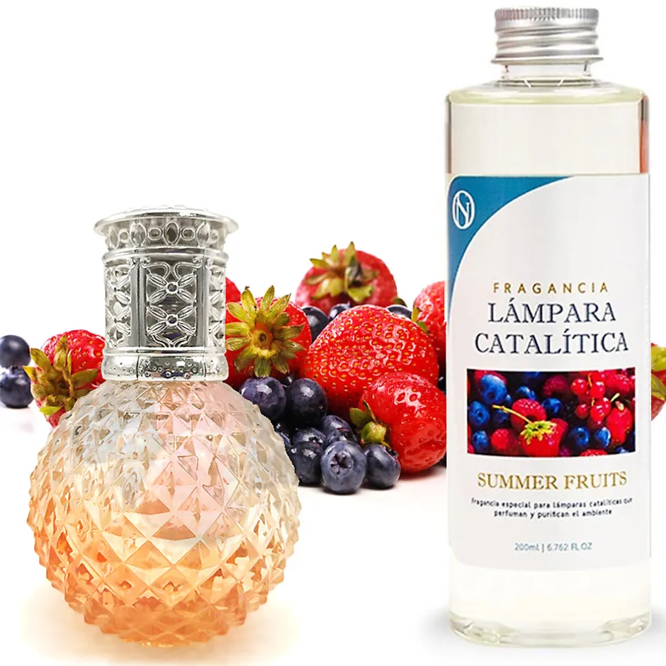 Mamamanuela Lampe catalytique Orange Diamonds + Parfum Summer Fruits 500 ml - Élimine mauvaises odeurs, parfume et améliore qualité de l'air