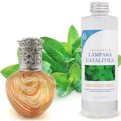 Mamamanuela Lampe catalytique Orange Waves + Parfum Mountain Mint 200 ml - Élimine mauvaises odeurs, parfume et améliore la qualité de l'air Online