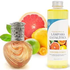 Mamamanuela Lampe catalytique Orange Waves + Parfum Winter Citrus 200 ml - Élimine mauvaises odeurs, parfume et améliore la qualité de l'air New