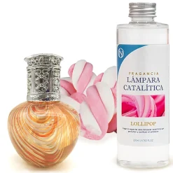 Mamamanuela Lampe catalytique Orange Waves + Parfum Lollipop 200 ml - Élimine les mauvaises odeurs, parfume et améliore la qualité de l'air