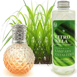Mamamanuela Lampe catalytique Orange Diamonds + Parfum Citronnelle 500 ml - Élimine mauvaises odeurs, parfume et améliore la qualité de l'air