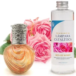 Mamamanuela Lampe catalytique Orange Waves + Parfum Bed of Roses 200 ml - Élimine mauvaises odeurs, parfume et améliore la qualité de l'air