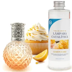 Mamamanuela Lampe catalytique Orange Diamonds + Parfum Lemon Cake 200 ml - Élimine mauvaises odeurs, parfume et améliore la qualité de l'air