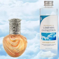 Mamamanuela Lampe catalytique Orange Waves + Parfum Cotton Clean 200 ml - Élimine mauvaises odeurs, parfume et améliore la qualité de l'air