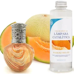 Mamamanuela Lampe catalytique Orange Waves + Parfum Waikiki Melon 500 ml - Élimine mauvaises odeurs, parfume et améliore la qualité de l'air