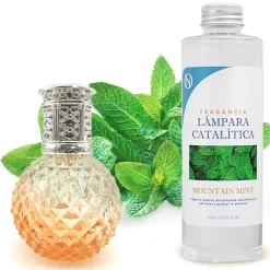 Mamamanuela Lampe catalytique Orange Diamonds + Parfum Mountain Mint 200 ml - Élimine mauvaises odeurs, parfume et améliore qualité de l'air Hot