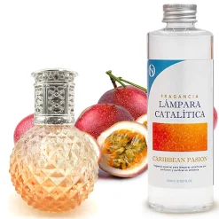 Mamamanuela Lampe catalytique Orange Diamonds + Caribbean Passion 200 ml - Élimine mauvaises odeurs, parfume et améliore la qualité de l'air